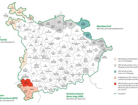 Wabenkarte des Bedienungsgebiets der Vestischen